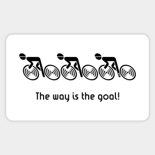 The Way Is The Goal! (3 Racing Cyclists / Bike / Black) Sticker